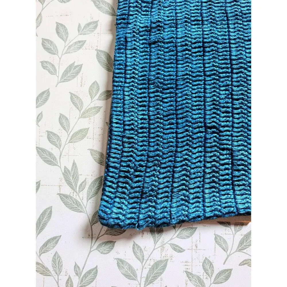 Villa Classic Home Set of 2 Blue Linen Pillow Covers Square Teal Textured Zip